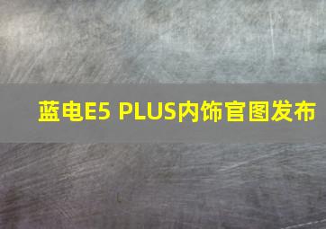 蓝电E5 PLUS内饰官图发布